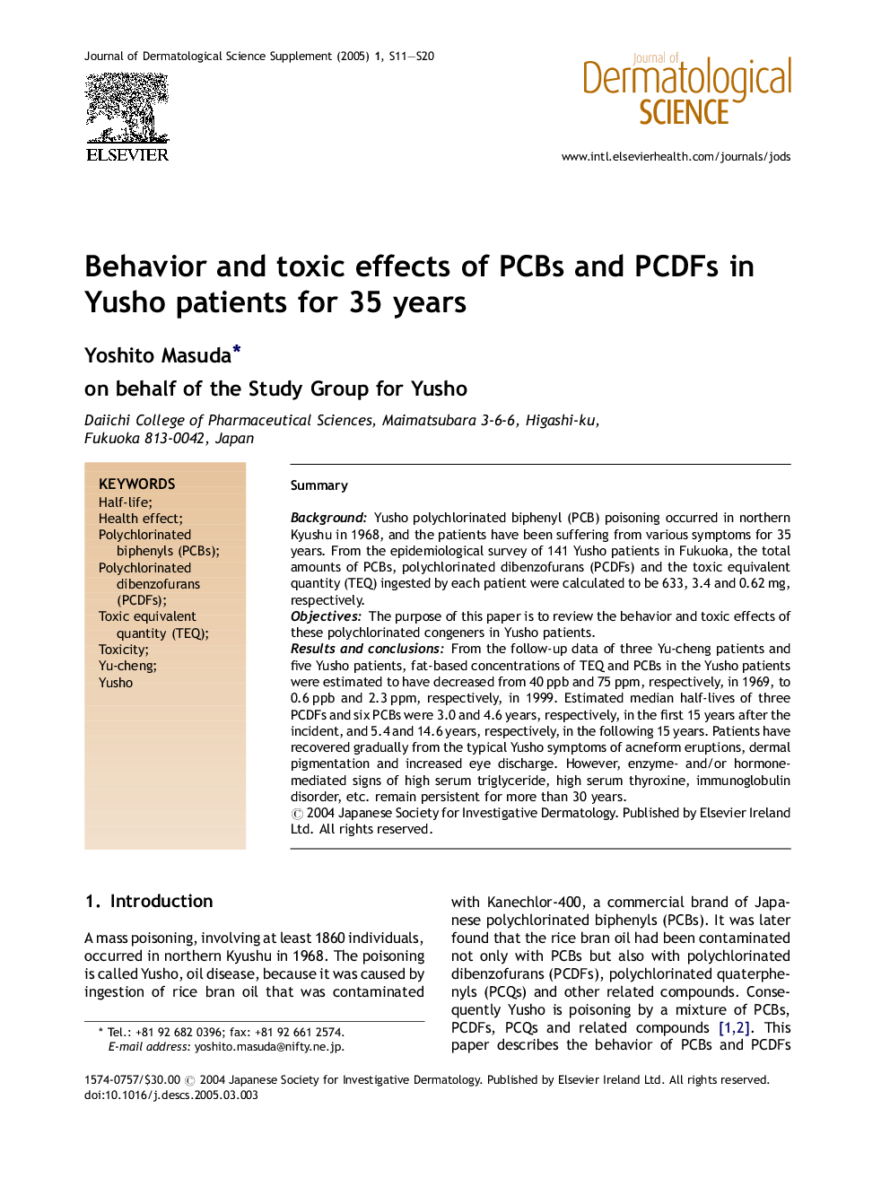 Behavior and toxic effects of PCBs and PCDFs in Yusho patients for 35 years