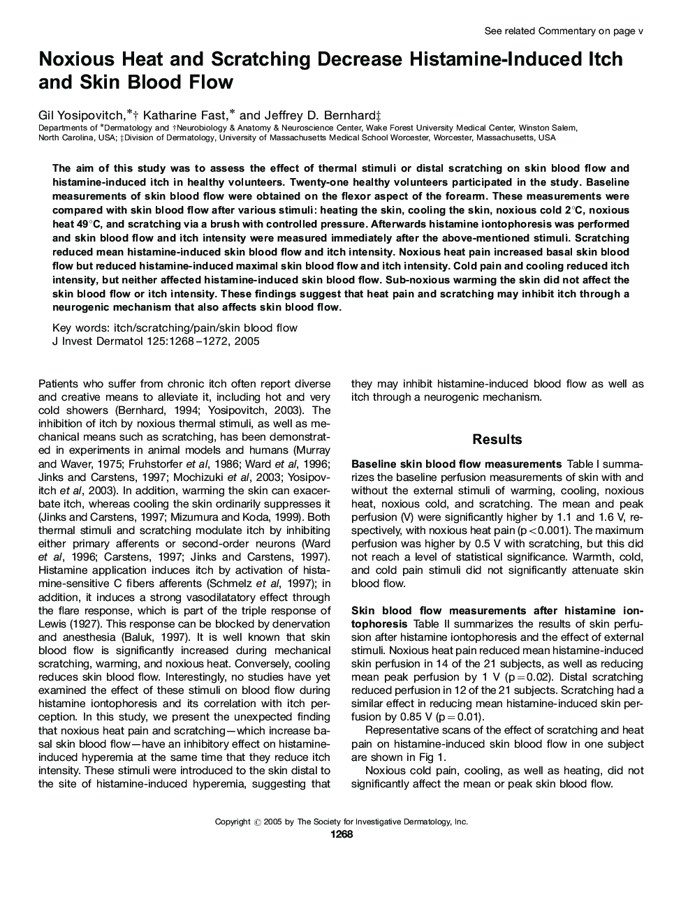 Noxious Heat and Scratching Decrease Histamine-Induced Itch and Skin Blood Flow