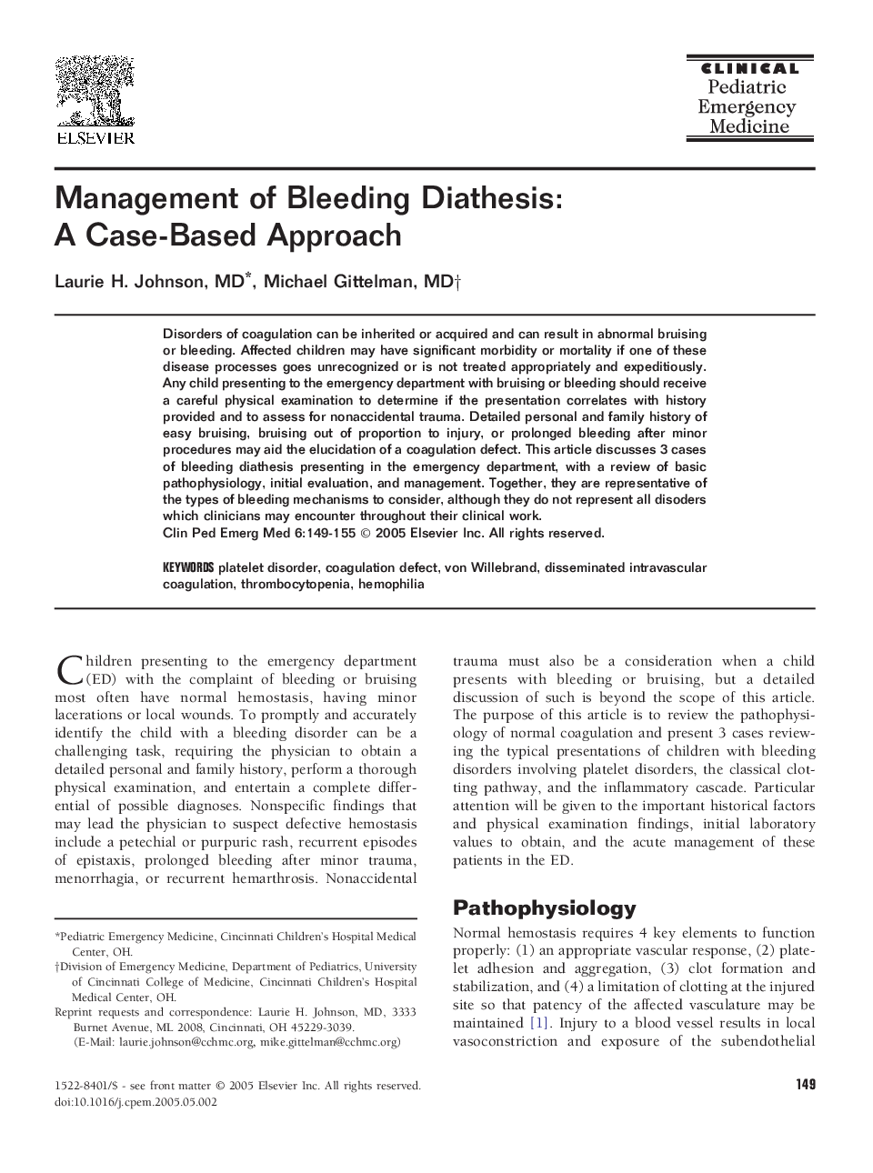 Management of Bleeding Diathesis: A Case-Based Approach