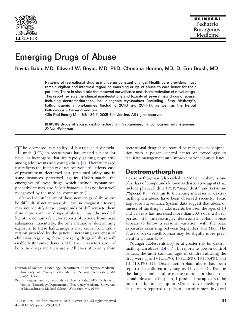 Emerging Drugs of Abuse