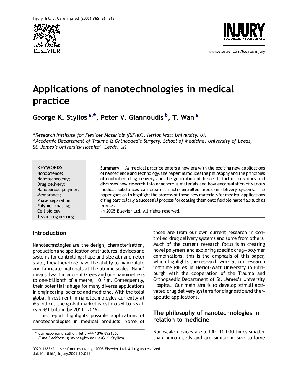 Applications of nanotechnologies in medical practice