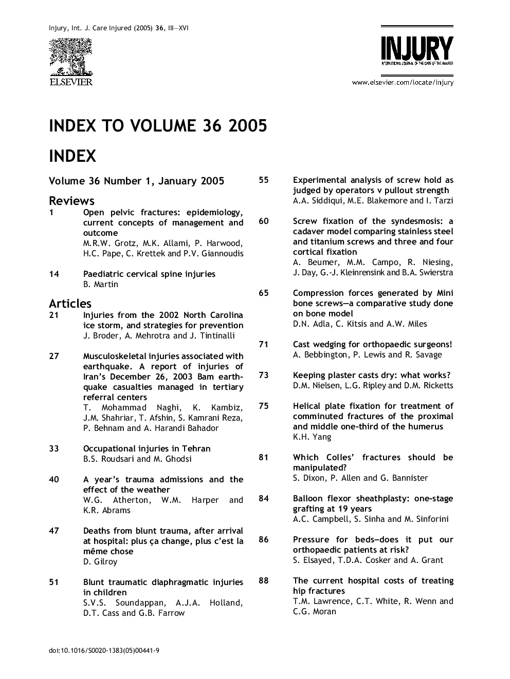 Volume Contents and Author Index