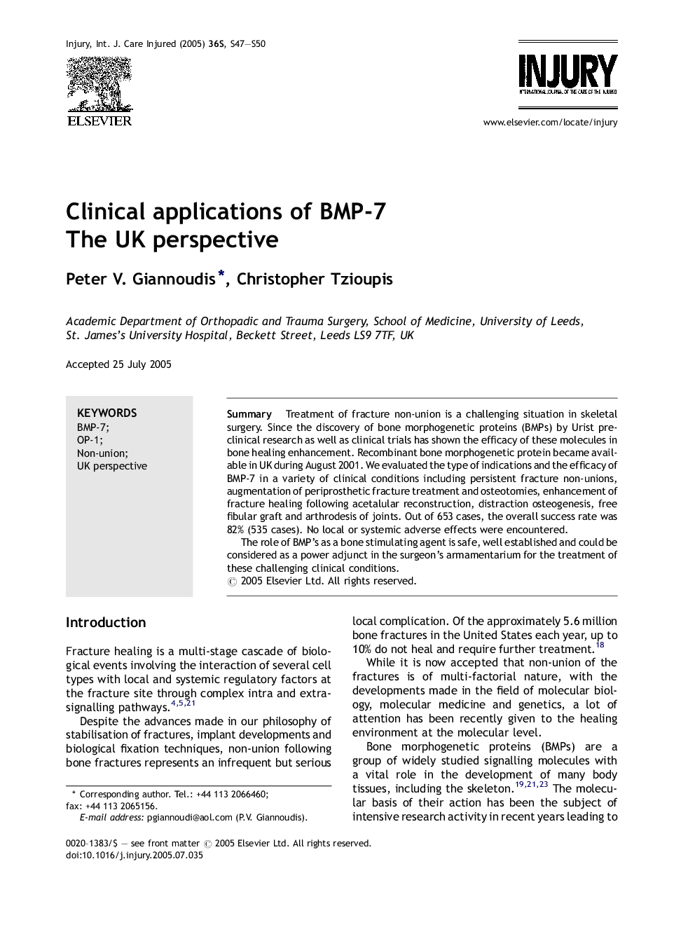 Clinical applications of BMP-7