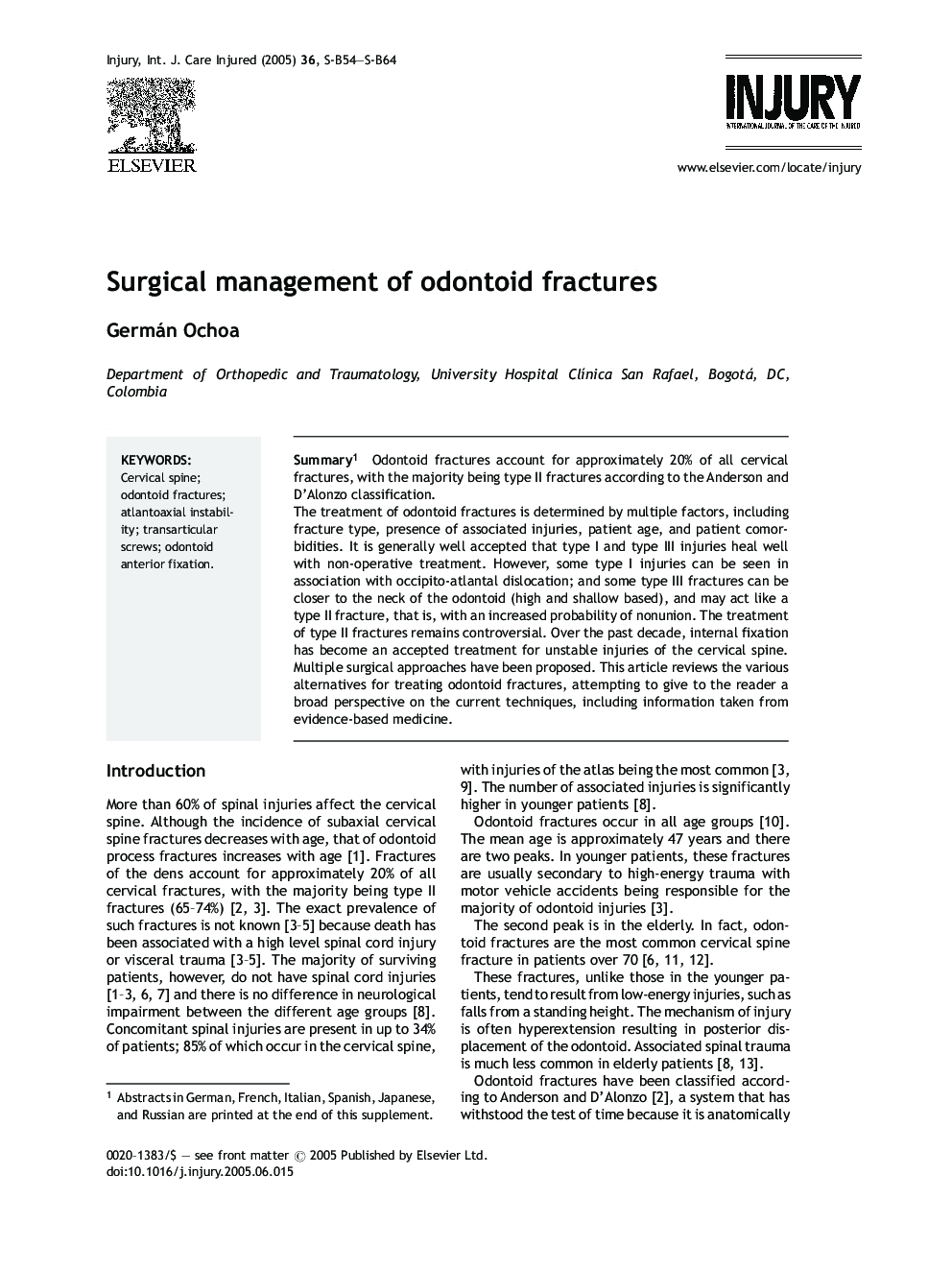 Surgical management of odontoid fractures