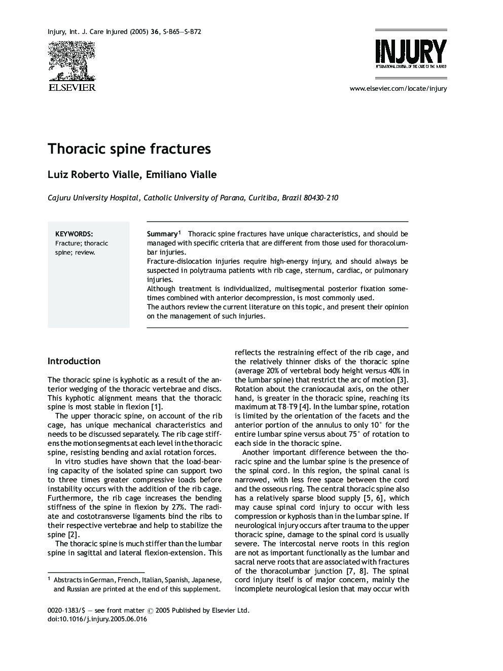 Thoracic spine fractures