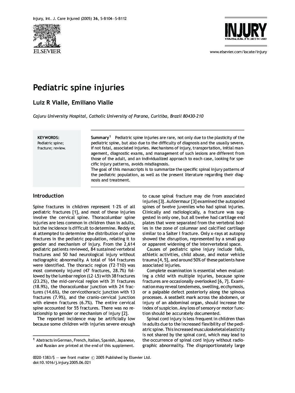 Pediatric spine injuries