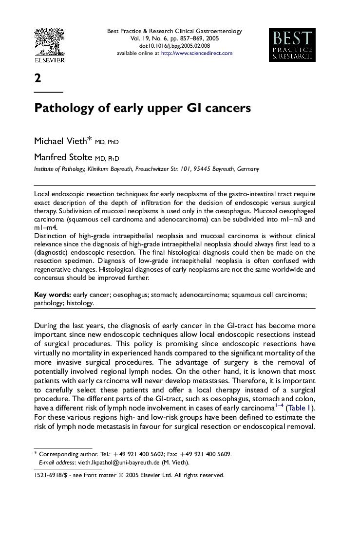 Pathology of early upper GI cancers