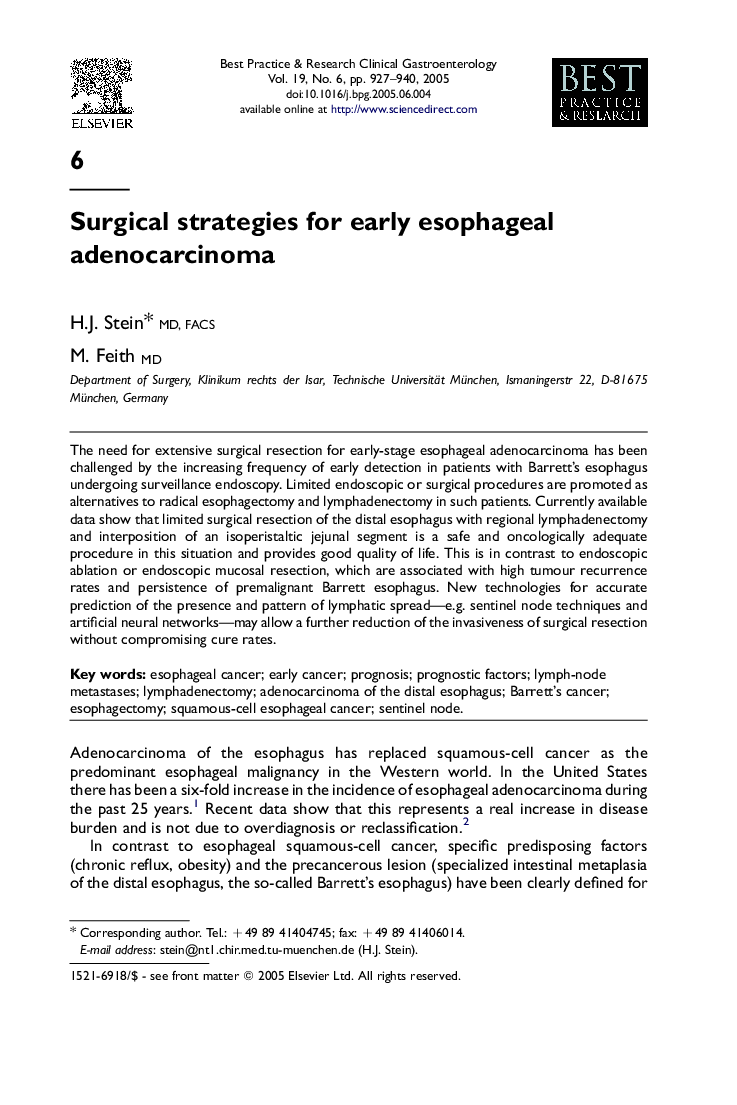 Surgical strategies for early esophageal adenocarcinoma
