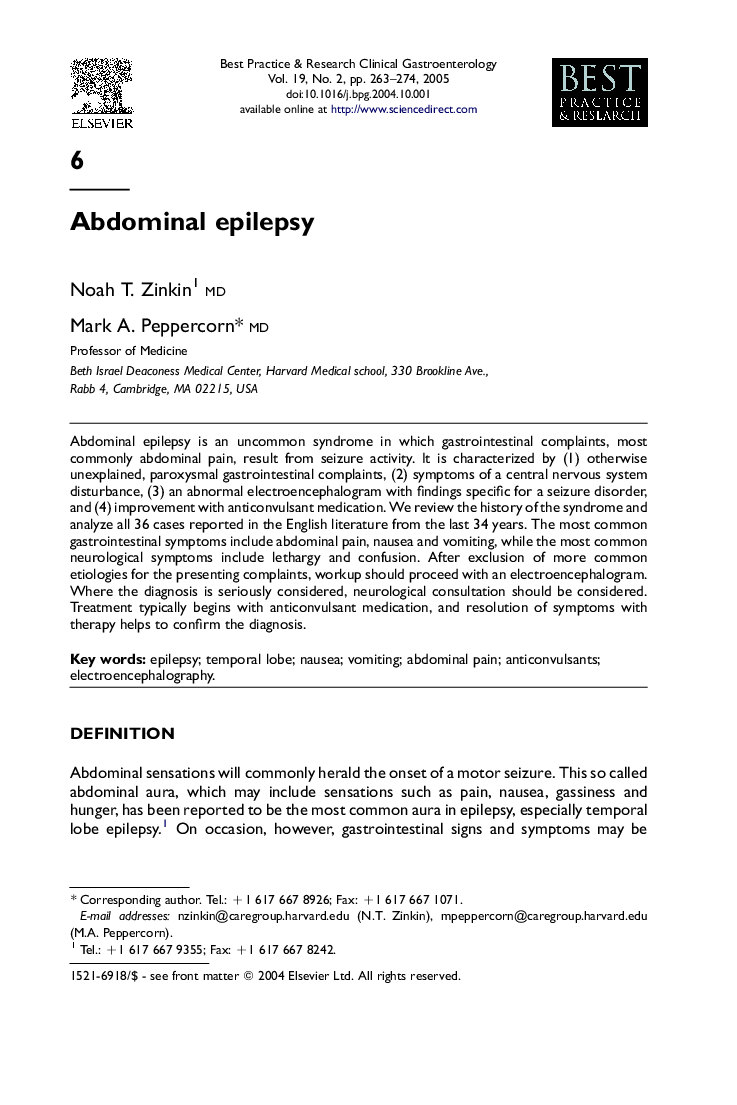 Abdominal epilepsy