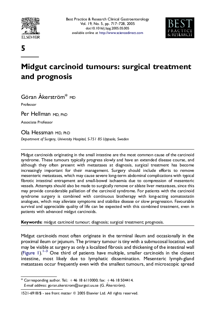 Midgut carcinoid tumours: surgical treatment and prognosis