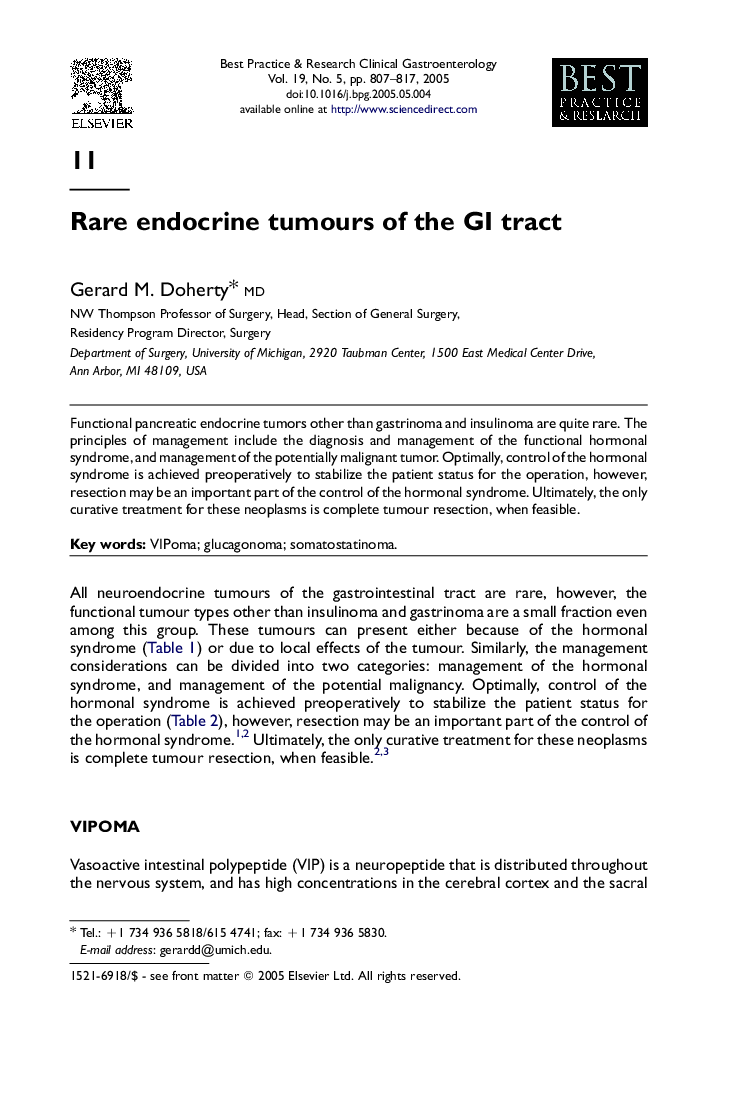 Rare endocrine tumours of the GI tract