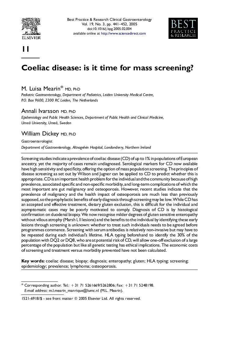 Coeliac disease: is it time for mass screening?