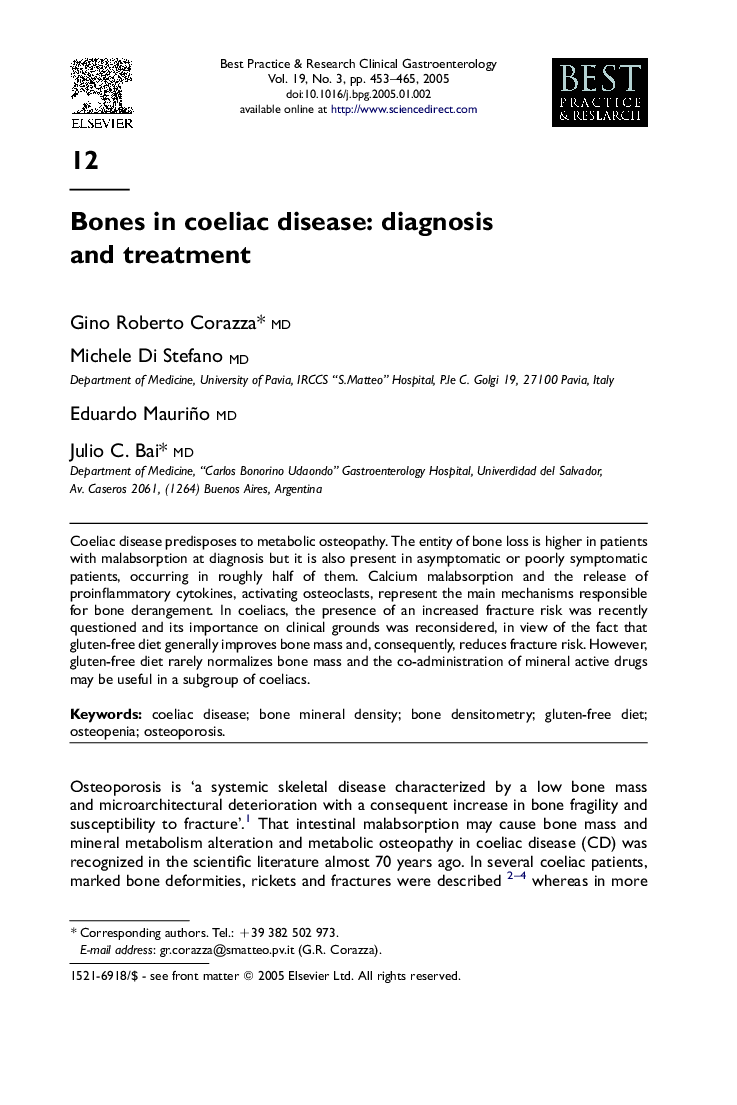Bones in coeliac disease: diagnosis and treatment