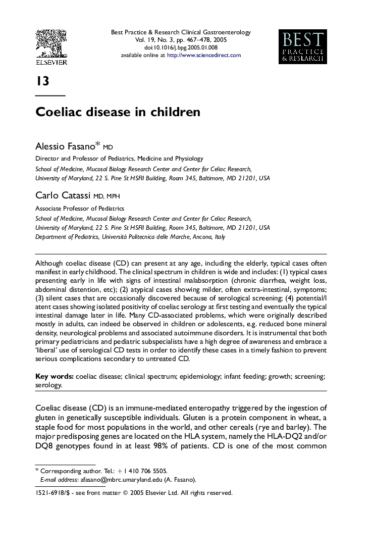Coeliac disease in children