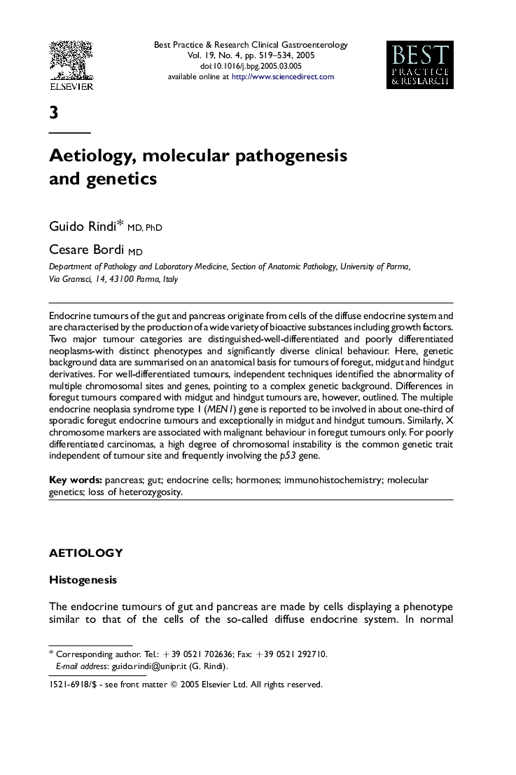 Aetiology, molecular pathogenesis and genetics