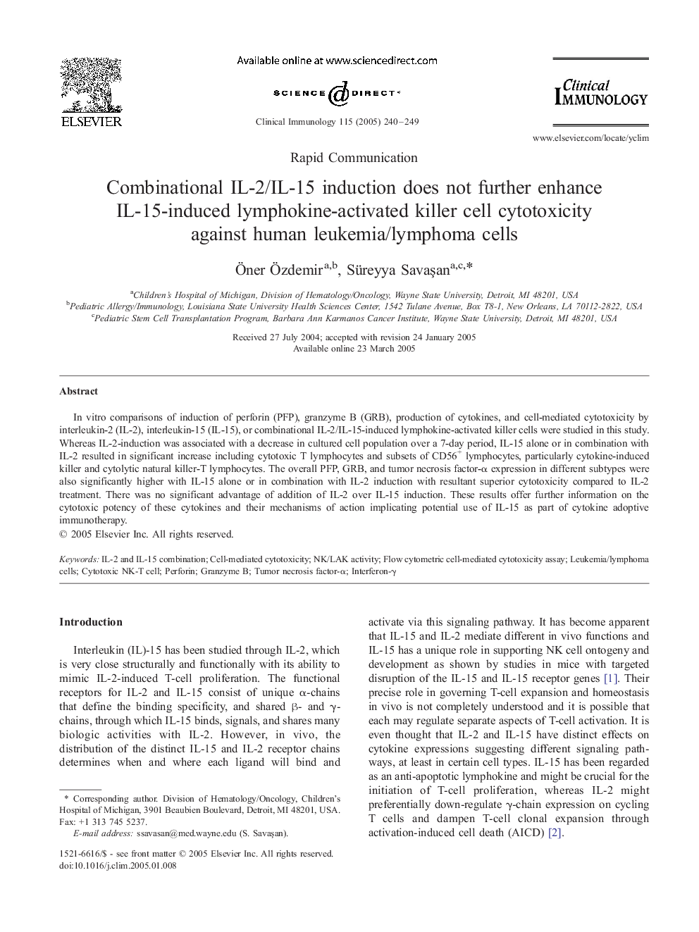 Combinational IL-2/IL-15 induction does not further enhance IL-15-induced lymphokine-activated killer cell cytotoxicity against human leukemia/lymphoma cells