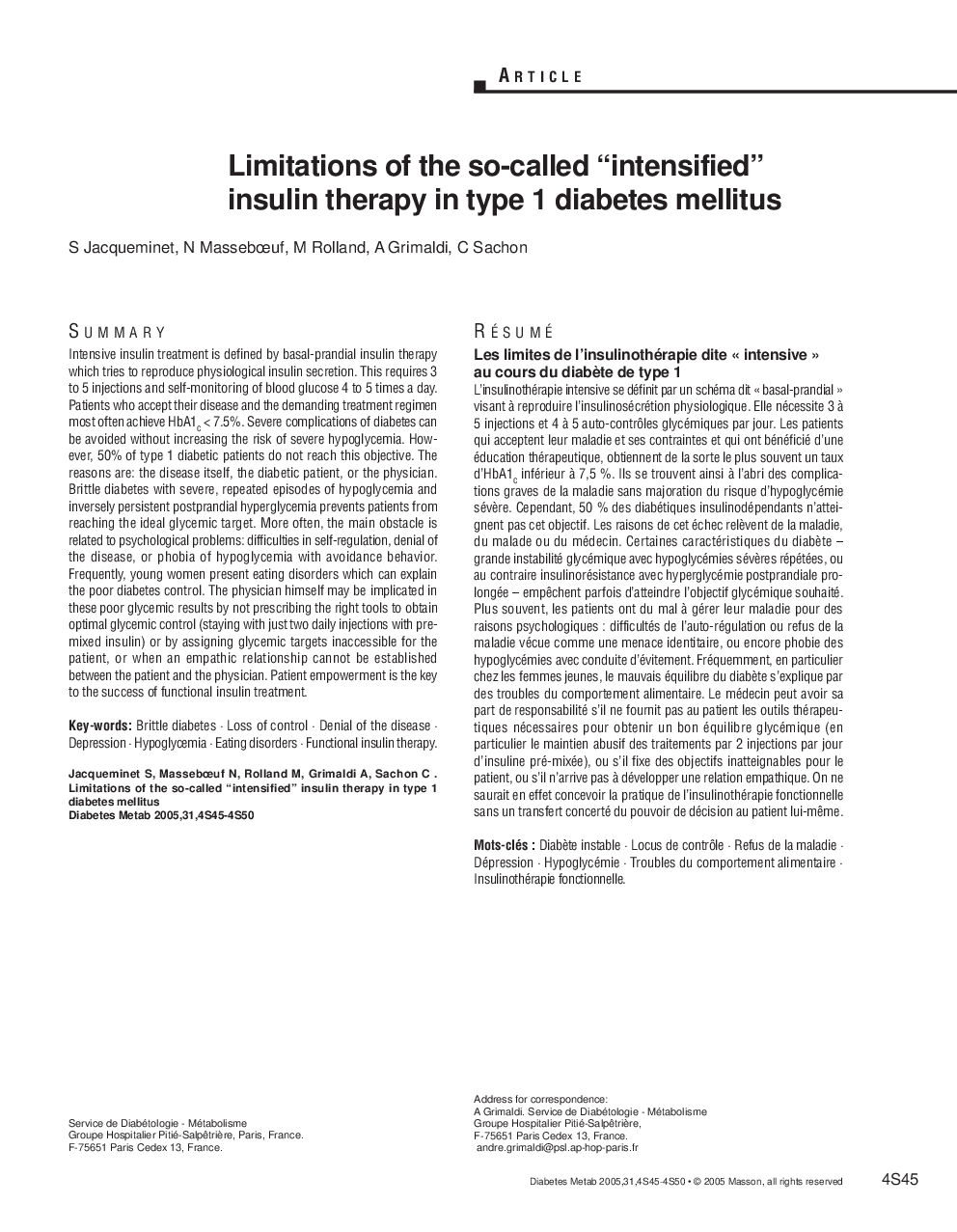 Limitations of the so-called “intensified” insulin therapy in type 1 diabetes mellitus