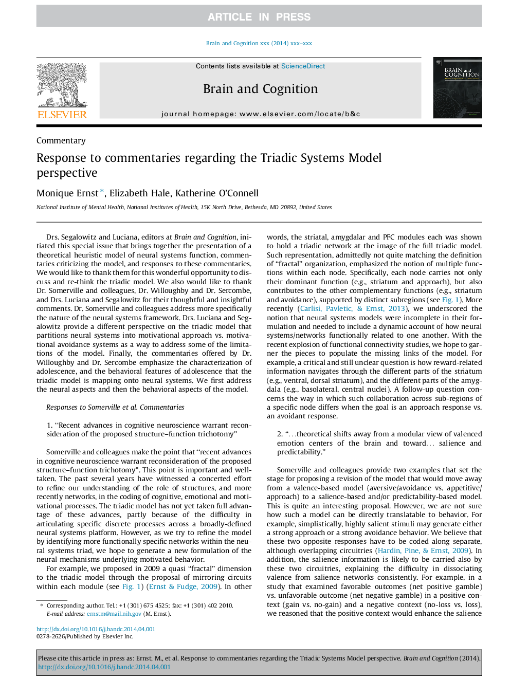 Response to commentaries regarding the Triadic Systems Model perspective