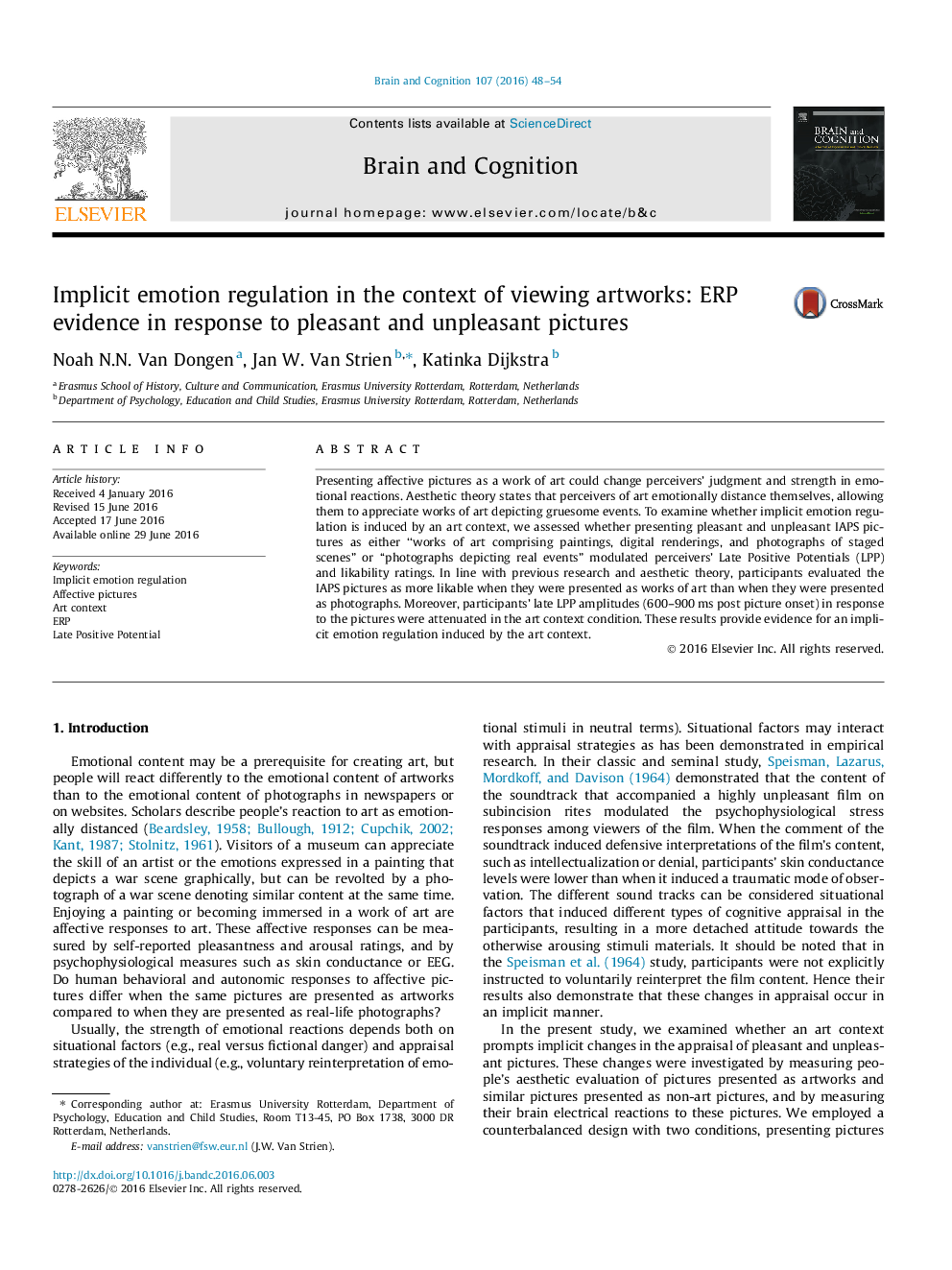 Implicit emotion regulation in the context of viewing artworks: ERP evidence in response to pleasant and unpleasant pictures