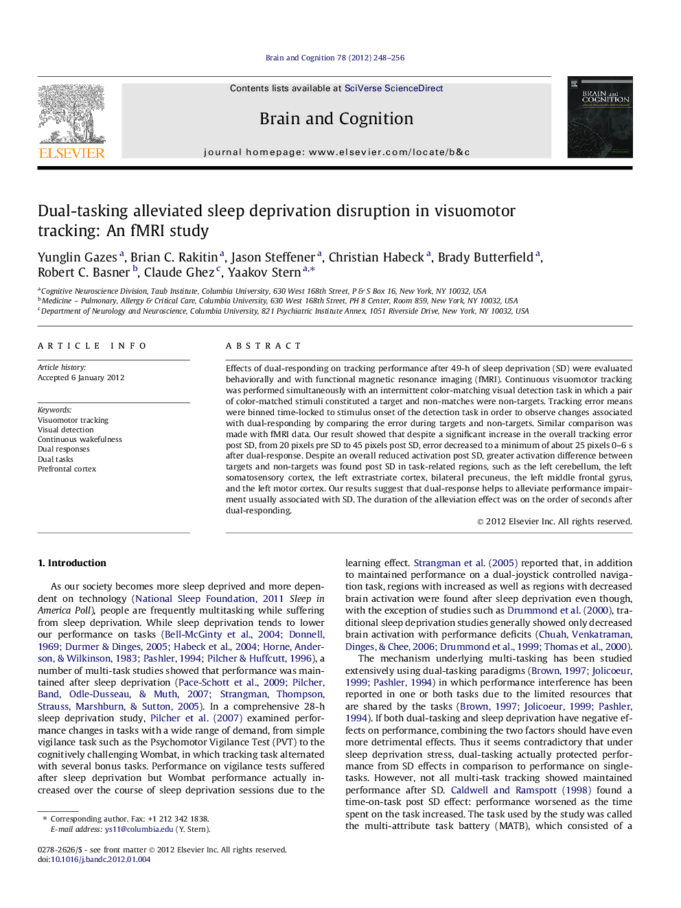 Dual-tasking alleviated sleep deprivation disruption in visuomotor tracking: An fMRI study