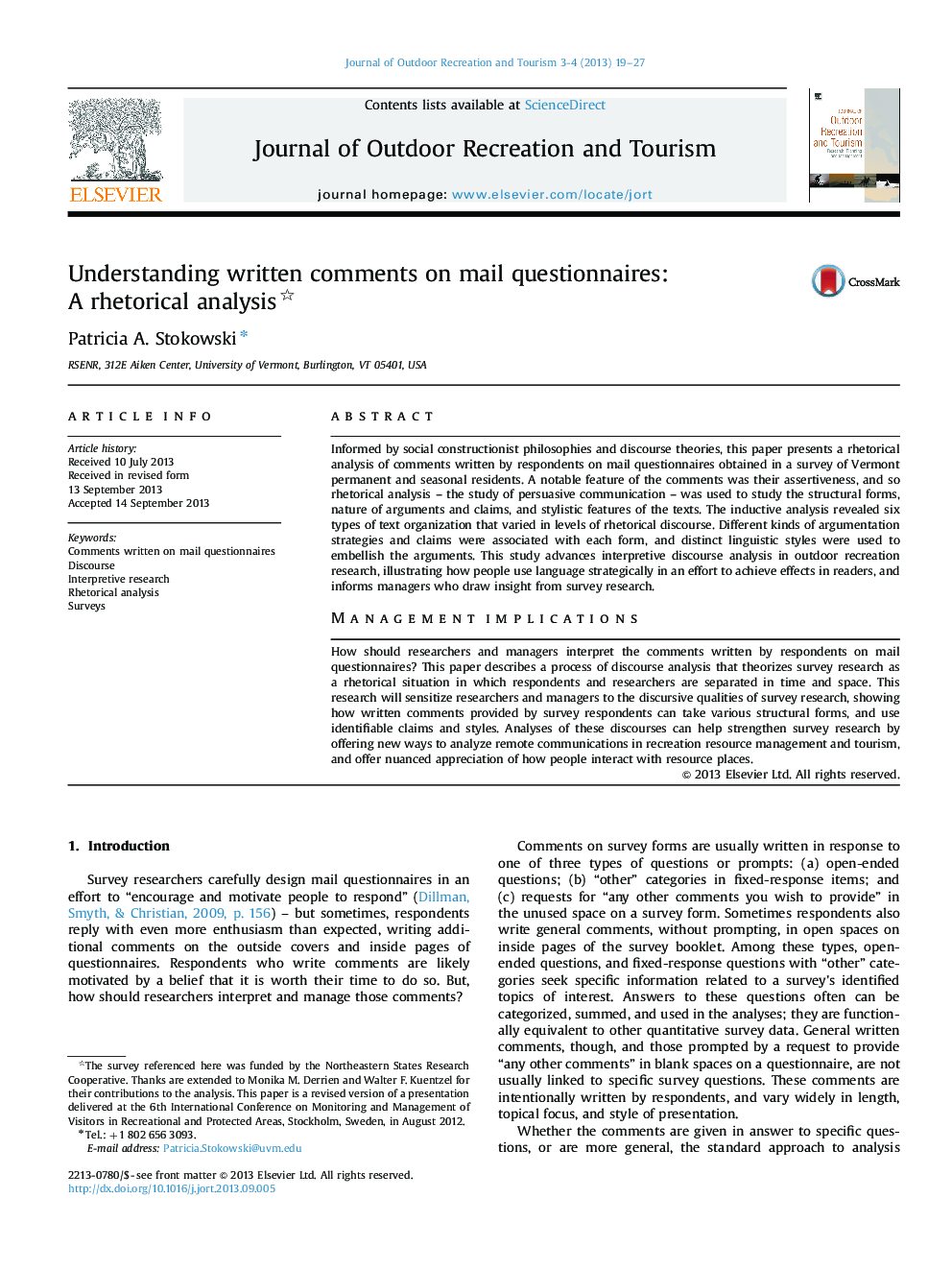 Understanding written comments on mail questionnaires: A rhetorical analysis 