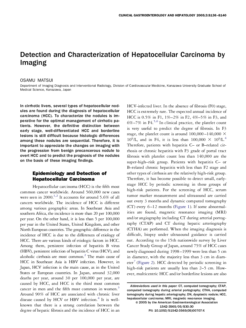 Detection and Characterization of Hepatocellular Carcinoma by Imaging