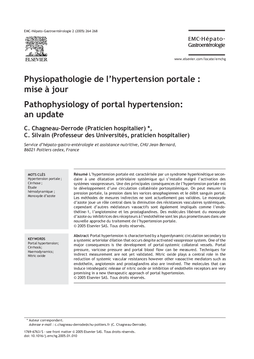 Physiopathologie de l'hypertension portale : mise Ã  jour