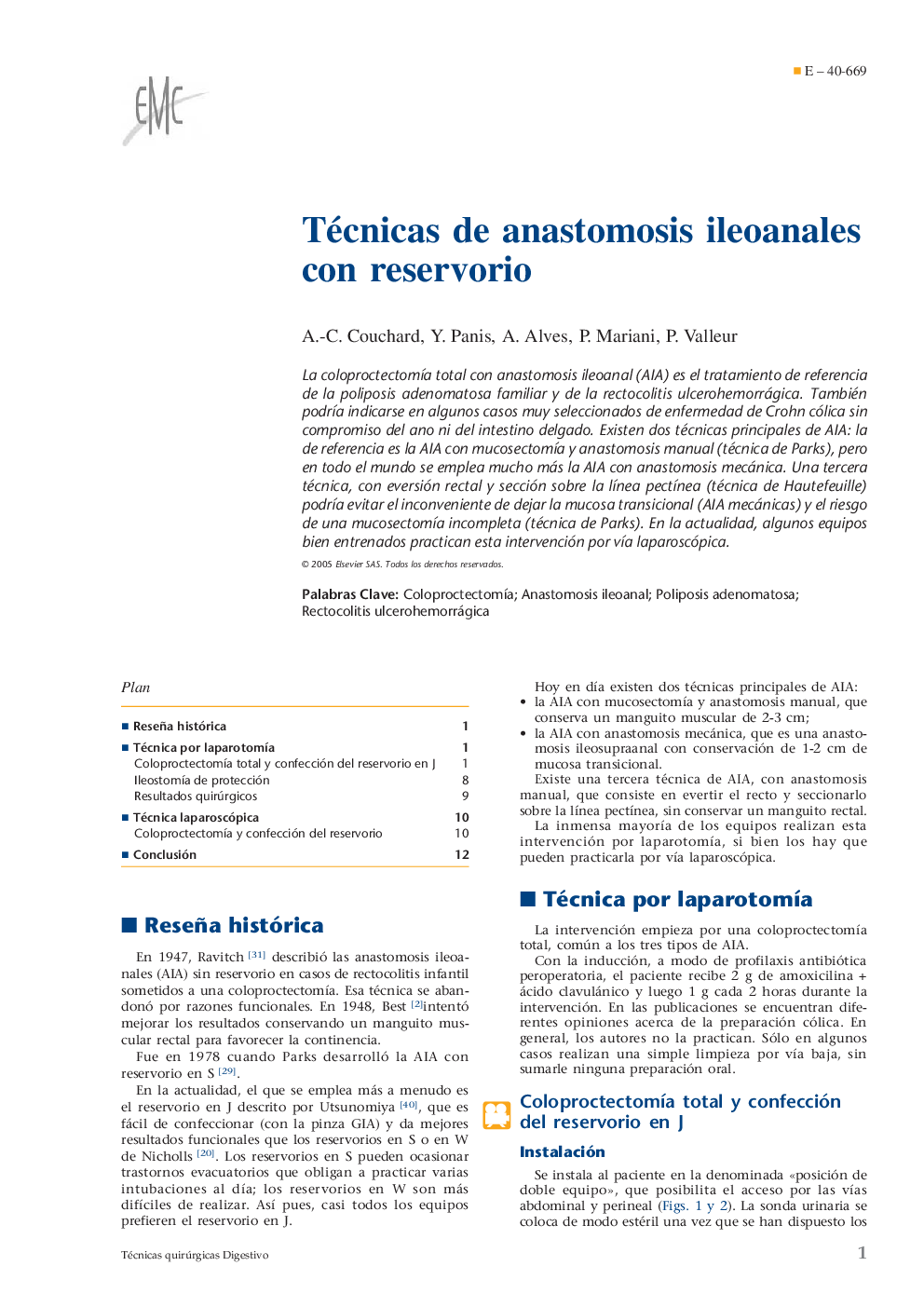 Técnicas de anastomosis ileoanales con reservorio