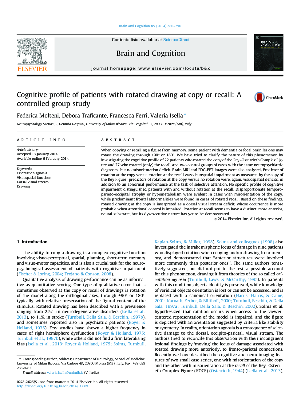 مشخصات شناختی بیماران با کشش چرخشی در کپی یا فراخوانی: یک مطالعه گروه کنترل شده 