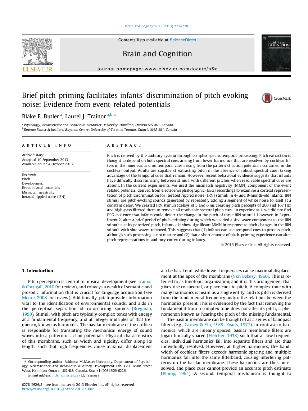 Brief pitch-priming facilitates infants’ discrimination of pitch-evoking noise: Evidence from event-related potentials