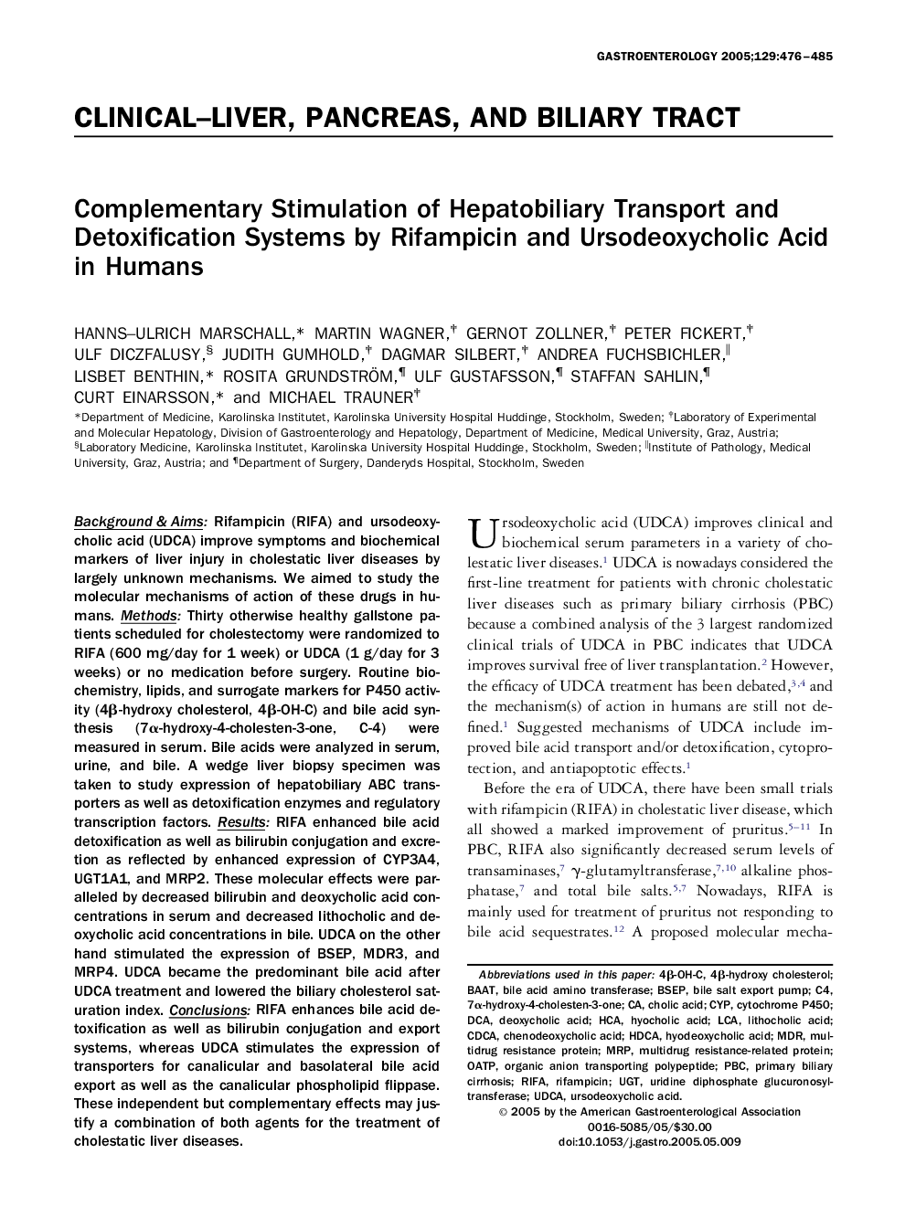 Complementary Stimulation of Hepatobiliary Transport and Detoxification Systems by Rifampicin and Ursodeoxycholic Acid in Humans