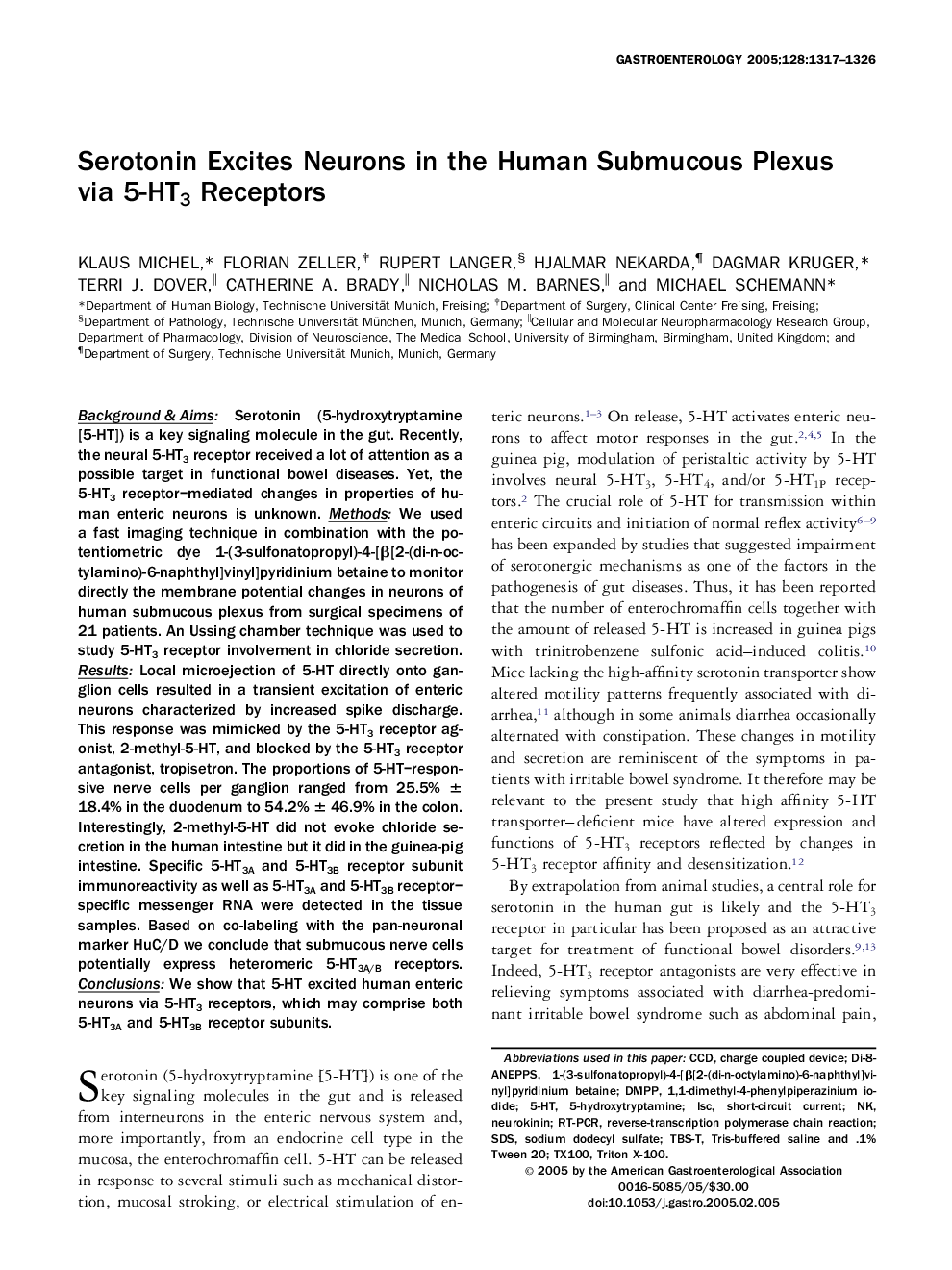 عکس صفحه اول مقاله: Serotonin Excites Neurons in the Human Submucous Plexus via 5-HT3 Receptors Serotonin Excites Neurons in the Human Submucous Plexus via 5-HT3 Receptors