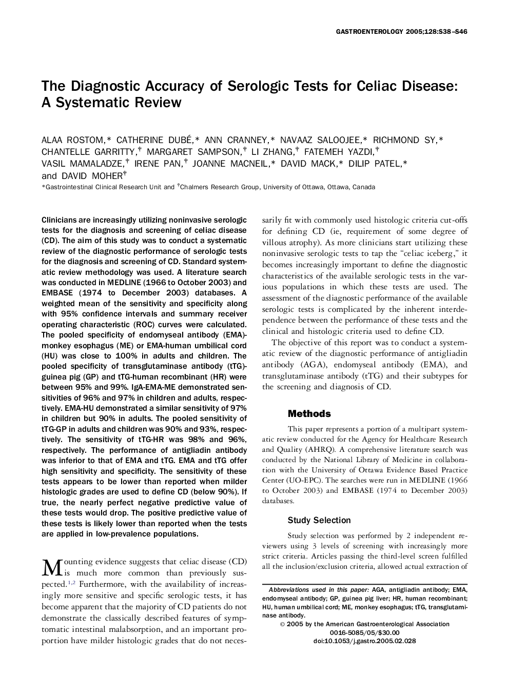 The diagnostic accuracy of serologic tests for celiac disease: A systematic review