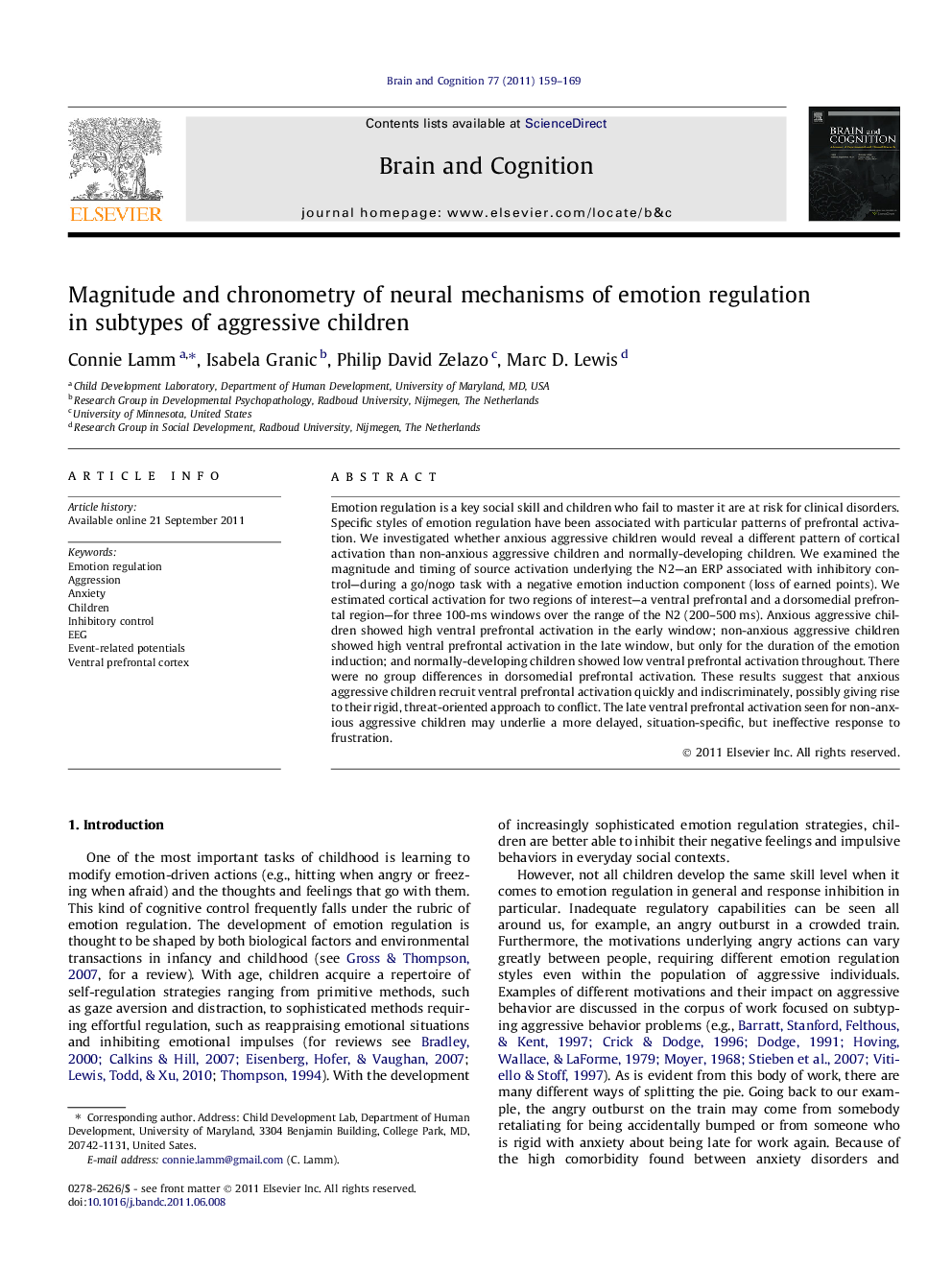 Magnitude and chronometry of neural mechanisms of emotion regulation in subtypes of aggressive children