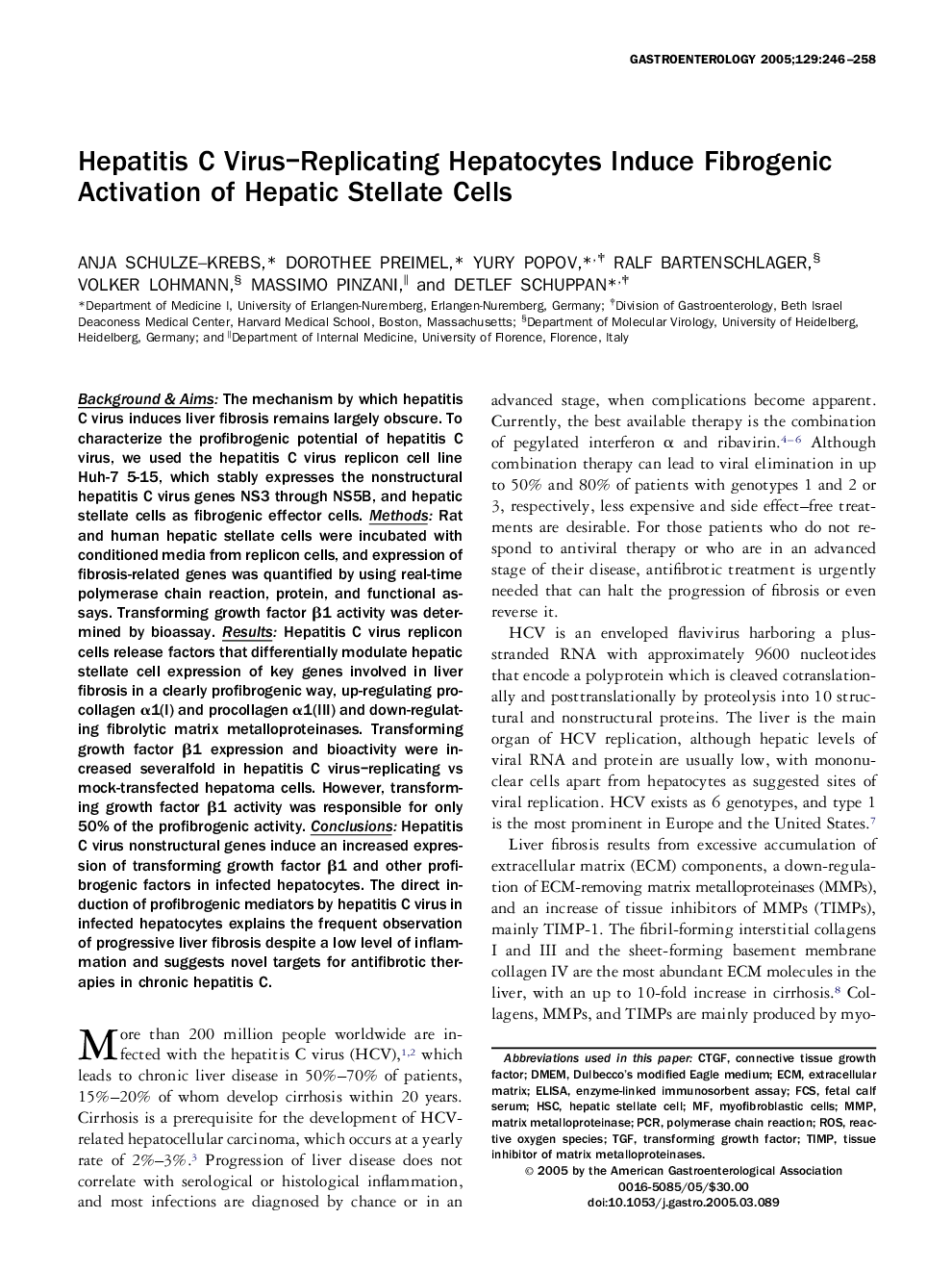 Hepatitis C Virus-Replicating Hepatocytes Induce Fibrogenic Activation of Hepatic Stellate Cells