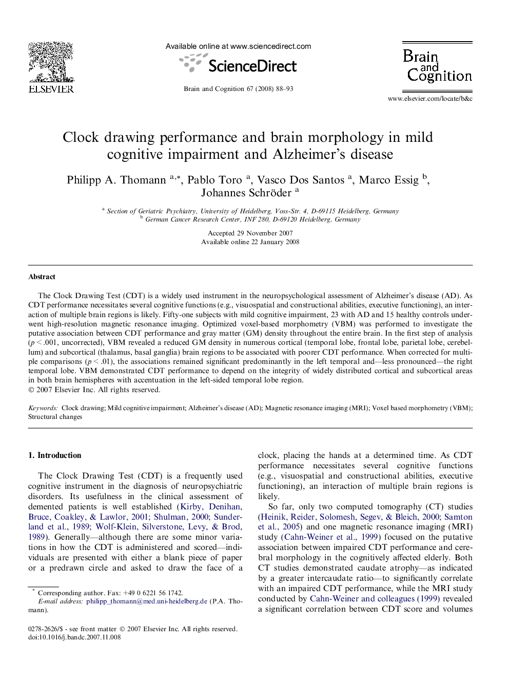 Clock drawing performance and brain morphology in mild cognitive impairment and Alzheimer’s disease