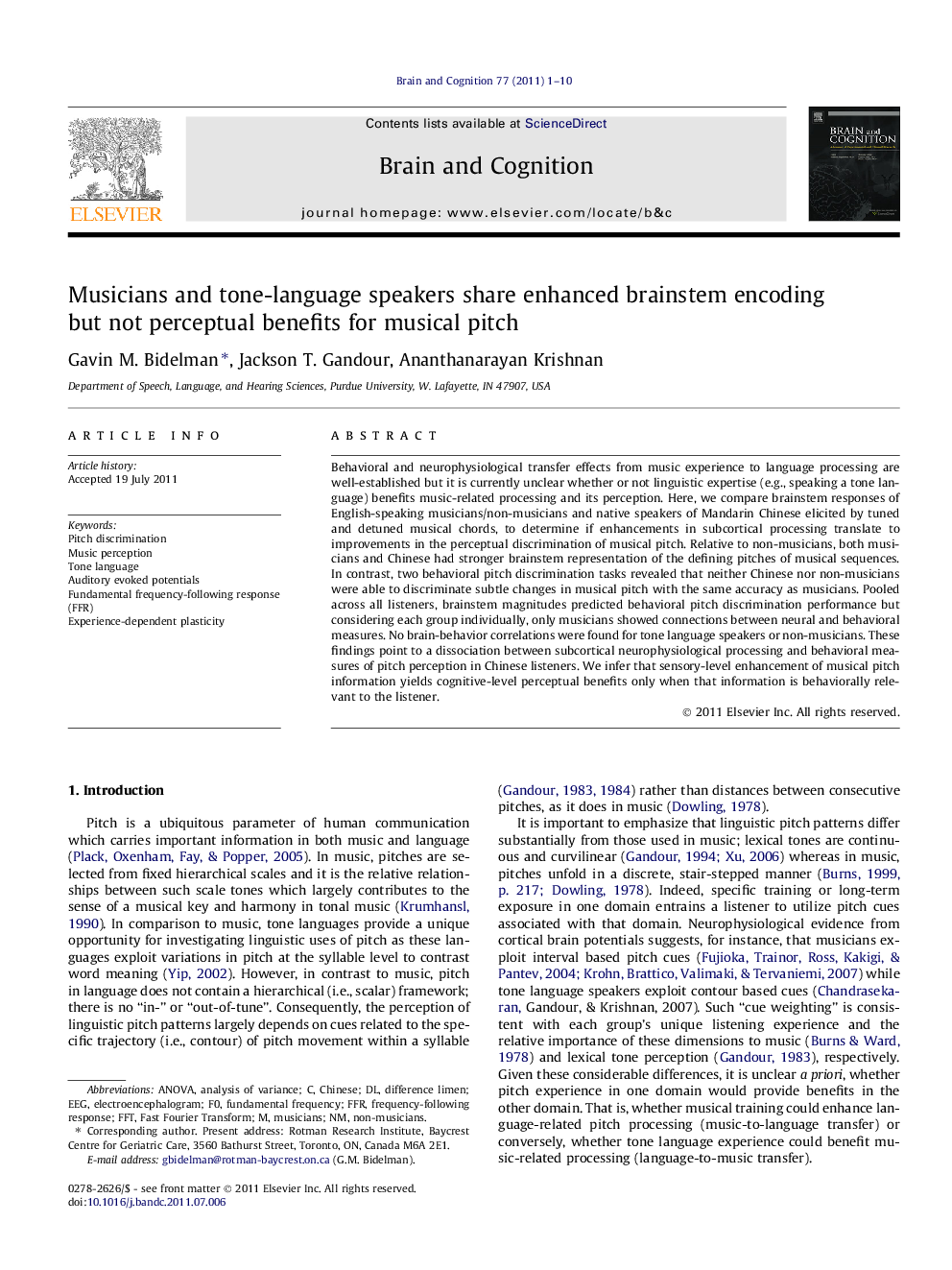 Musicians and tone-language speakers share enhanced brainstem encoding but not perceptual benefits for musical pitch