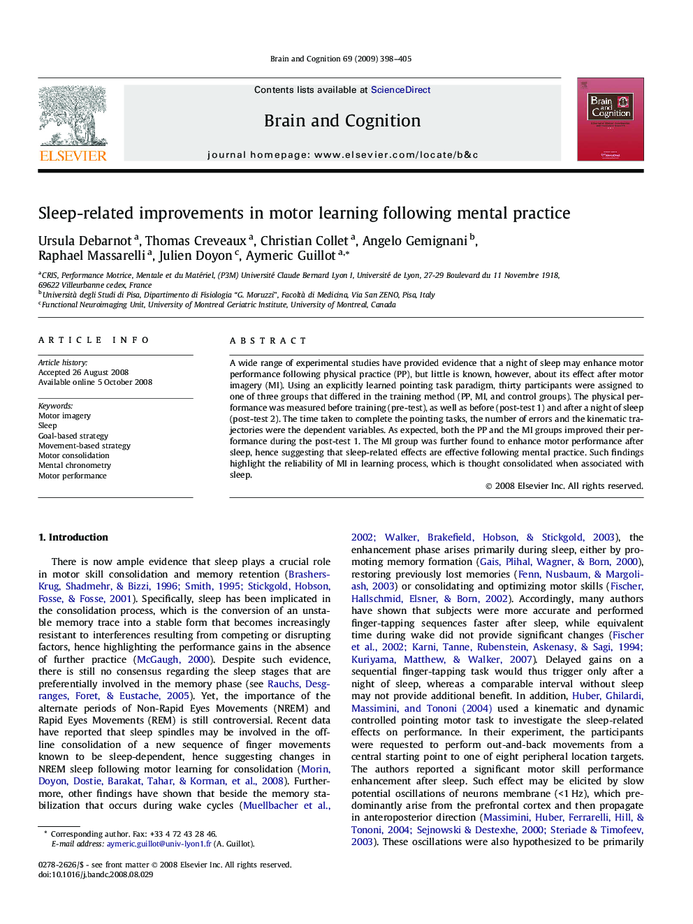 Sleep-related improvements in motor learning following mental practice