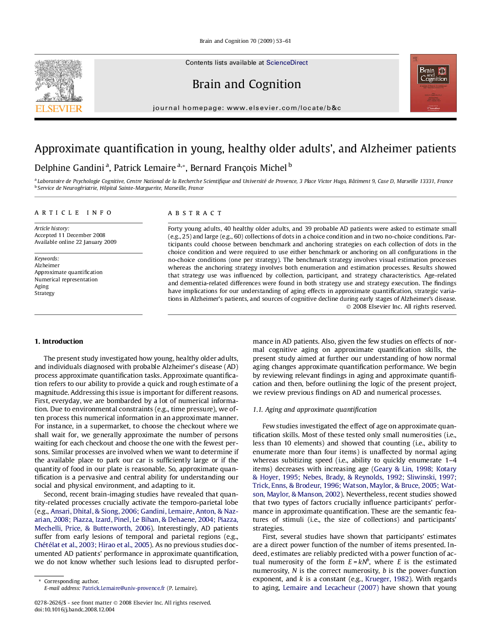 Approximate quantification in young, healthy older adults’, and Alzheimer patients