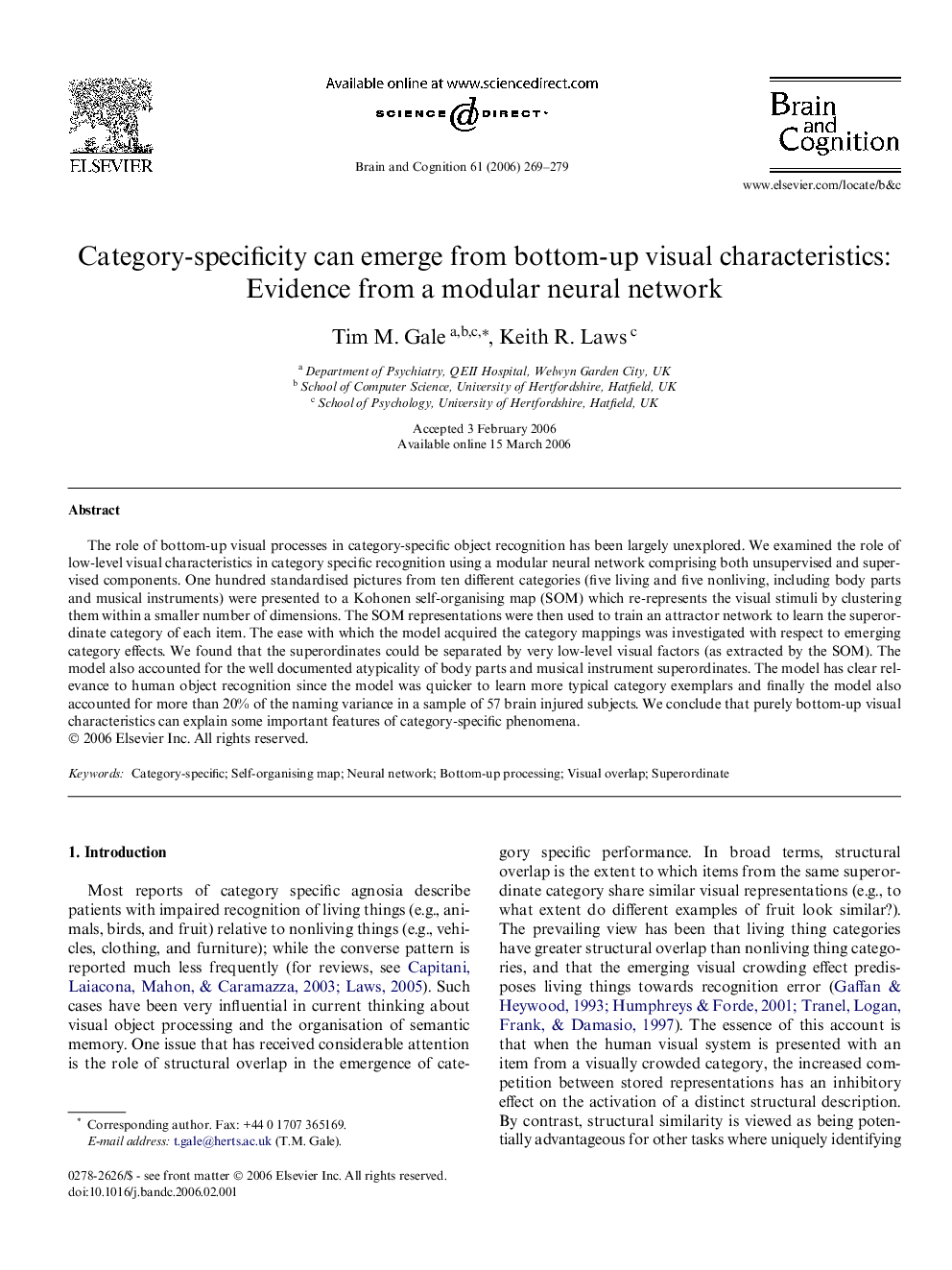 Category-specificity can emerge from bottom-up visual characteristics: Evidence from a modular neural network