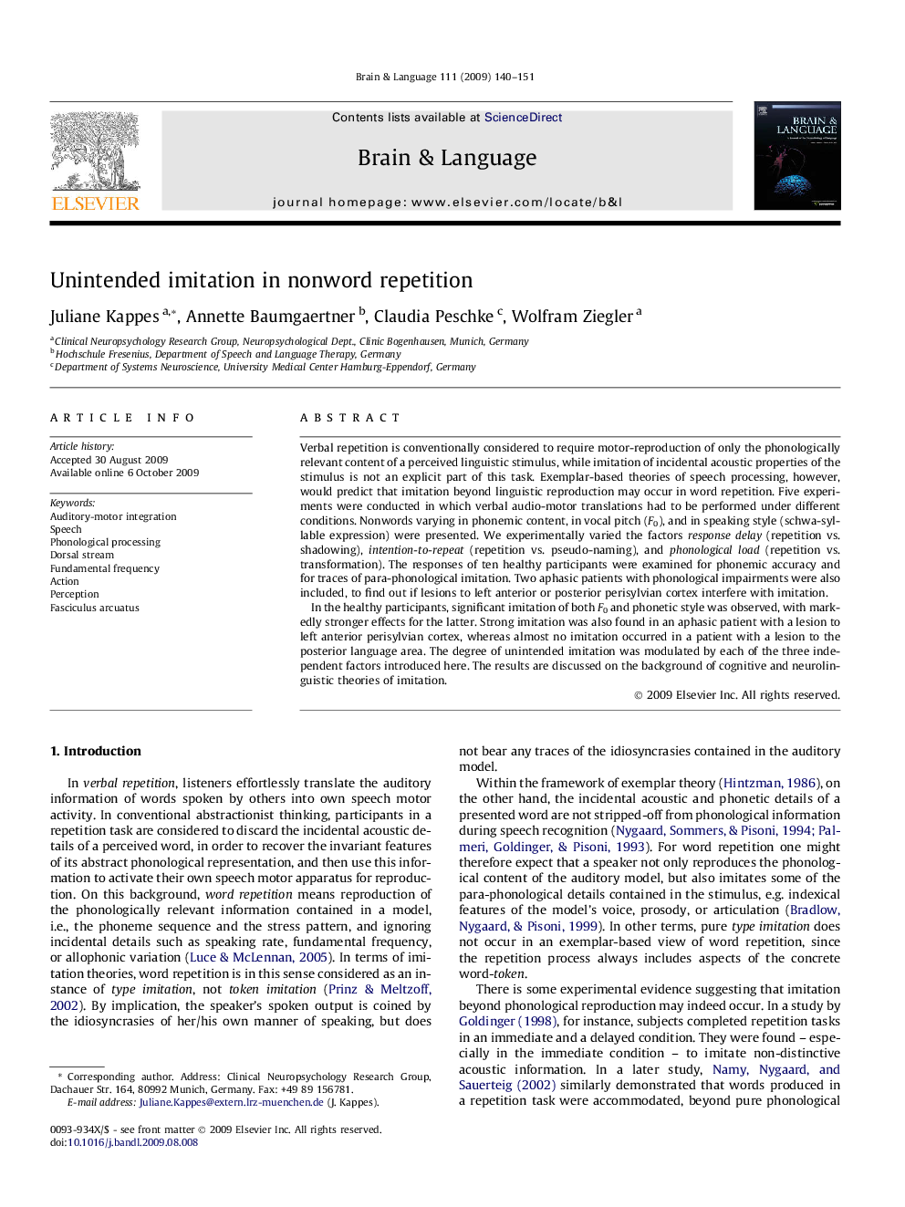 Unintended imitation in nonword repetition