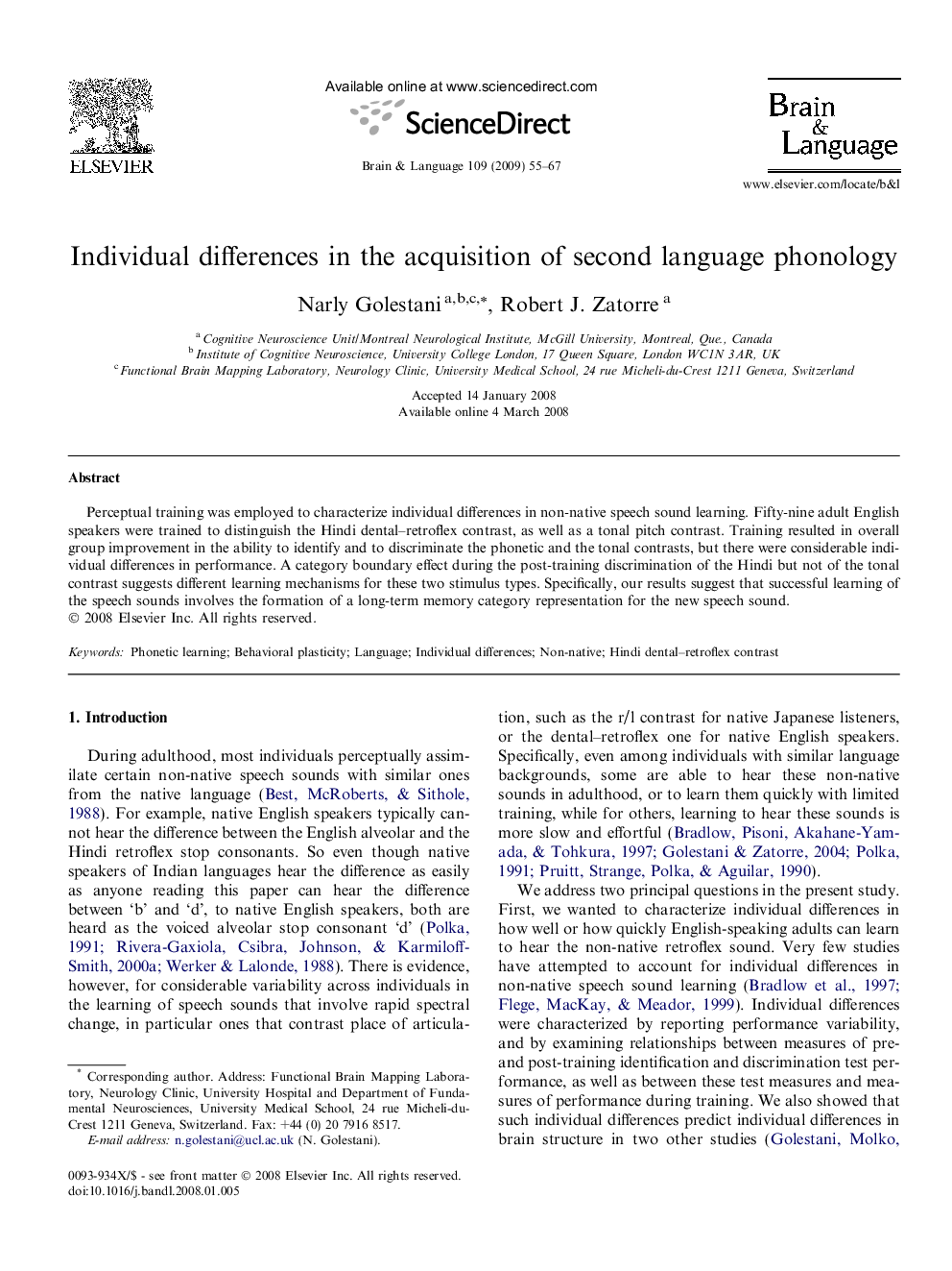 Individual differences in the acquisition of second language phonology