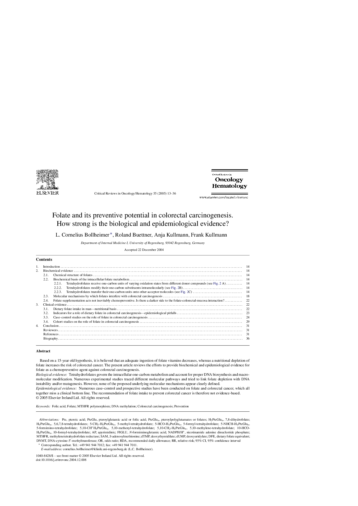 عکس صفحه اول مقاله: Folate and its preventive potential in colorectal carcinogenesis. Folate and its preventive potential in colorectal carcinogenesis.