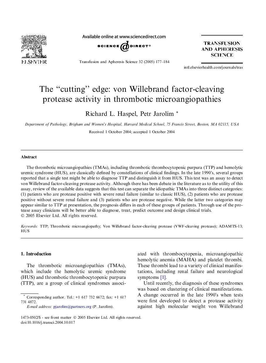 The “cutting” edge: von Willebrand factor-cleaving protease activity in thrombotic microangiopathies