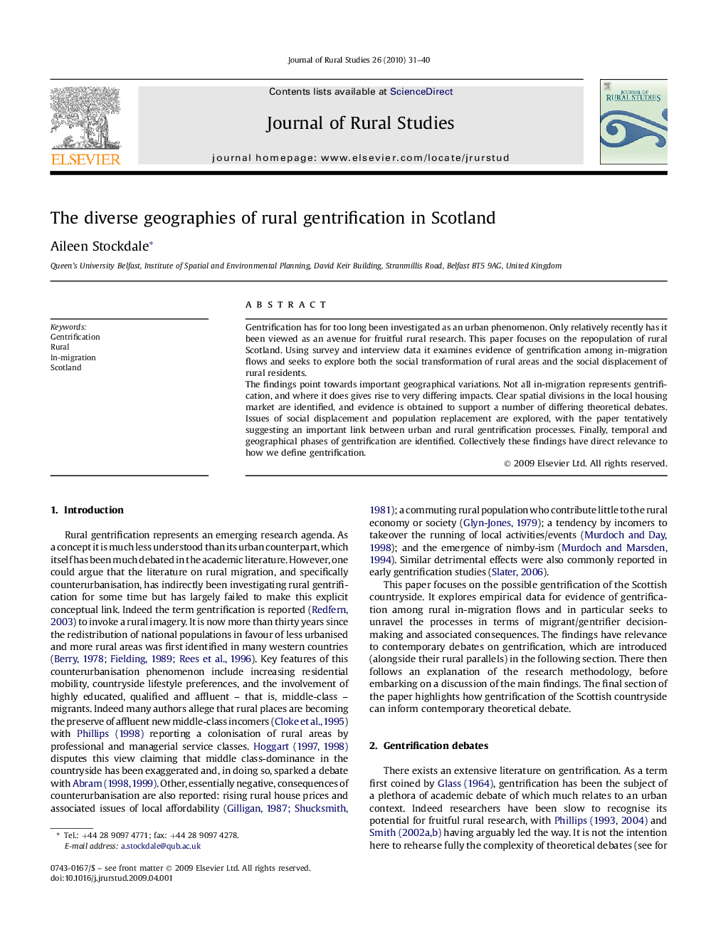 The diverse geographies of rural gentrification in Scotland