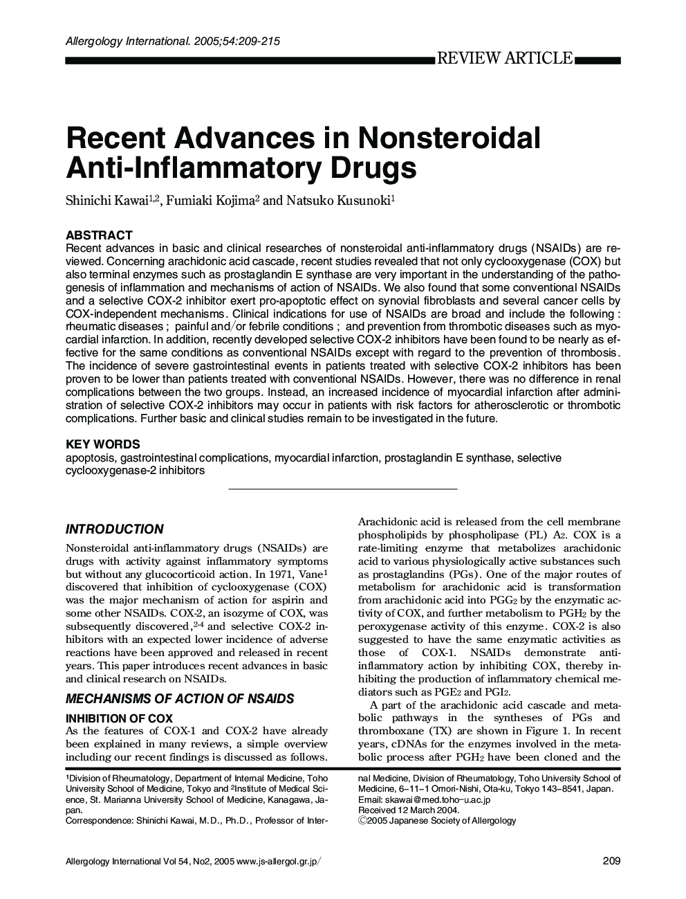 Recent Advances in Nonsteroidal Anti-Inflammatory Drugs