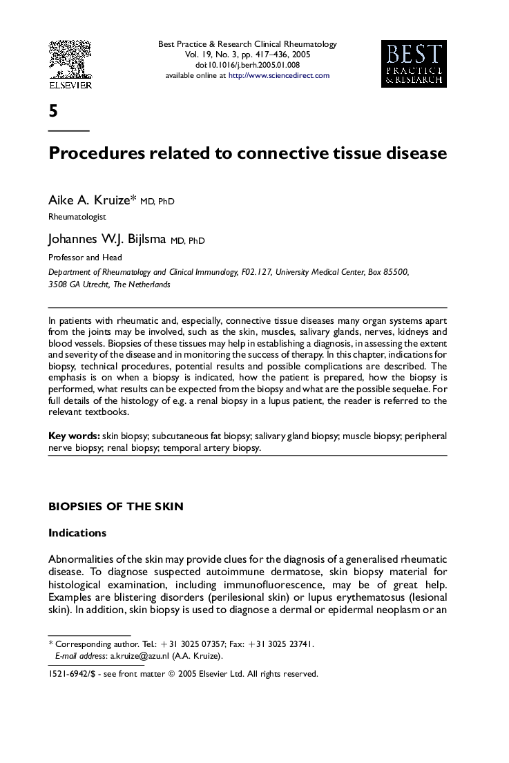 Procedures related to connective tissue disease