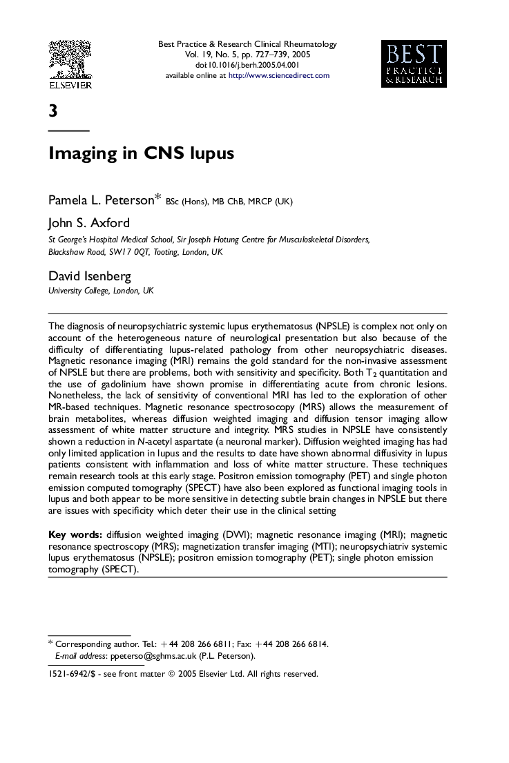 Imaging in CNS lupus