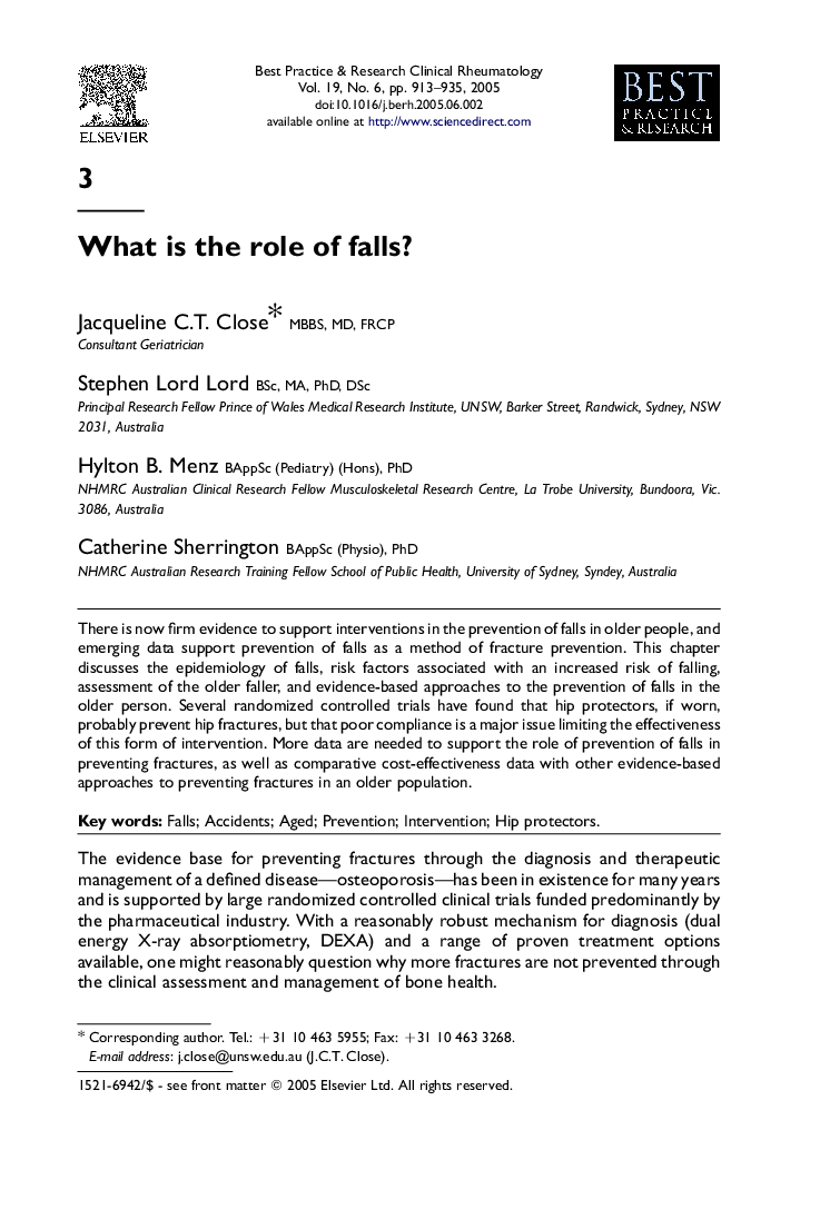 What is the role of falls?