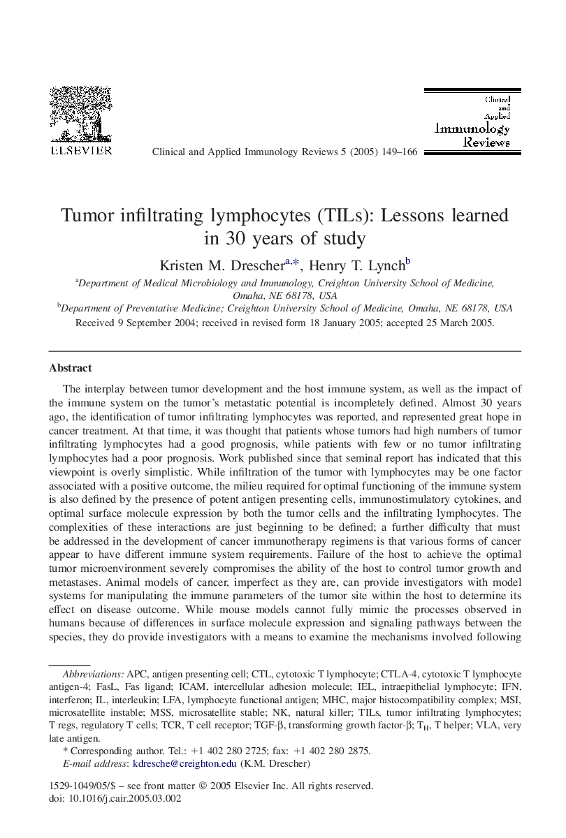 Tumor infiltrating lymphocytes (TILs): Lessons learned in 30 years of study